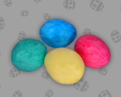 Vier eingefärbte Ostereier Bild von vier gefärbten Ostereiern (Rot, Grün, Gelb, Blau)