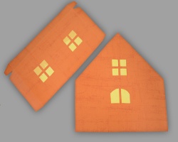 Verkleidete gelbe Fenster im Lebkuchenhaus Bild von gelb verkleideten Fenstern im Lebkuchenhaus