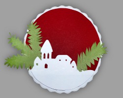 Papierkulisse mit Kirche Bild von Kirchenkulisse aus Papier