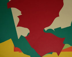 Bild vom bunten Papierhaufen