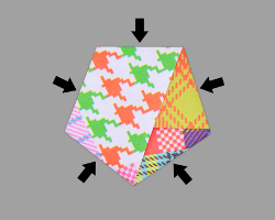 Papierstern durch Druck von den Seiten dreidimensional machen Bild vom Aufbauschen des 3D-Sterns