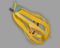 Birne aus Papier aus Papierstreifen Bild von genähter Birne aus Papier