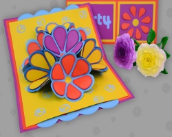 Hippie Karte mit Pop-up-Effekt Bild von Hippie Karte (Blumen) mit Fimo Rosen