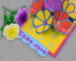 Blumenkarte mit Pop-up-Effekt Bild von Blumenkarte der 1970er mit Fimo Rosen von DAoCFrEak