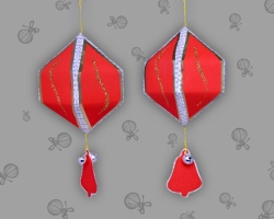 Rote, glitzernde Christbaumkugeln aus Papier Bild von roten, glitzernden Christbaumkugeln aus Papier