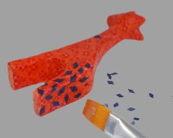 Giraffe bekommt Decoupage Punkte Bild wie die Giraffe Decoupage Punkte bekommt