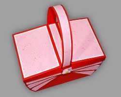 Picknickkorb aus Papier von oben Vogelperspektive eines Papierpicknickkorbs