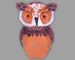 Bild von brauner Papiereule mit Gefieder