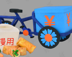 Chinesisches Transportrad liefert Frühlingsrollen in Asia Snackboxen Bild von chinesischem Transportrad, welches Frühlingsrollen in Asia Snackboxen liefert. Szenerie von Veronika Vetter Fine Art Künstlerin