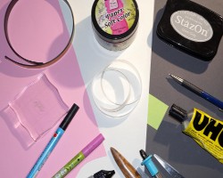 Bild von Bastelmaterial für einen Flaschenanhänger