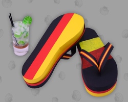 Flip Flops in Schwarz - Rot - Gold mit FIMO Caipirinha Bild von Flip Flops in Schwarz - Rot - Gold mit Caipirinha aus FIMO