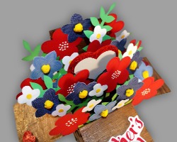 Bild von bunten Papierblumen (Card in a Box)