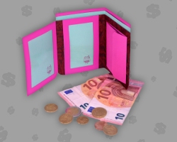 Pinker Papiergeldbeutel für Mädchen Bild vom pinken Papiergeldbeutel für kleine, süße Mädchen