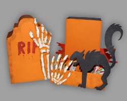 Zwei Teile des Halloweengrabstein Bild von den zwei Teilen des Papiergrabsteins