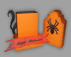 Rückseite von Halloween-Papiergrabstein Bild von der Rückseite des Grabsteins
