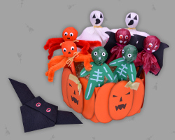 Bild von dämonenhaften Halloweengeistern verkleidet als Lutscher