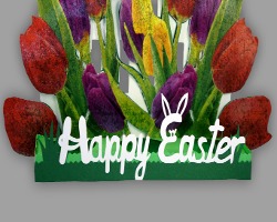 Bild von buntem Osterdisplay mit "Happy Easter"