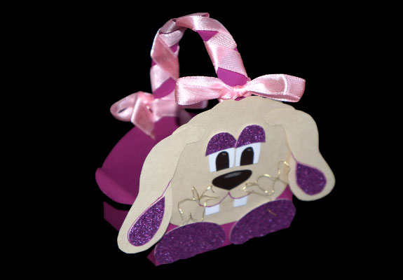 Bild von einem Osterkorb mit einem Hasengesicht (Schlappohren)