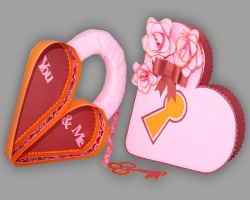 Bild von beiden Hälften des Papierschlosses zum Valentinstag