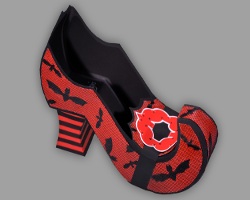 Bild von rotem Hexenschuh mit Fledermäusen