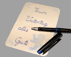 Bild von Grußseite aus Elefantenhaut und Tintenfüller 