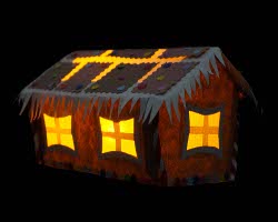 Bild eines beleuchteten Lebkuchenhauses