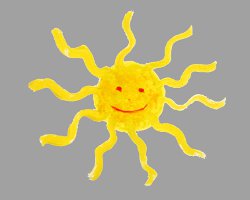 Bild einer gelben Sonne aus Aquarellmalerei