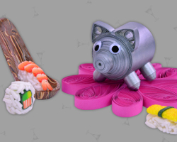 Bild von Glücksschwein aus Papier mit Sushi - gebastelt von Veronika Vetter (DAoCFrEak) Fine Art Künstlerin