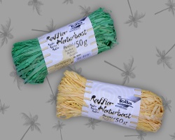 Bild von grünem Raffia-Naturbast 50 Gramm Rolle
