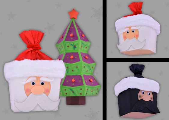 Nikolausverpackung vor Christbaum Collage von Nikolausverpackung, die vor einem Christbaum steht. Gebastelt von Veronika Vetter (DAoCFrEak) Fine Art Künstlerin