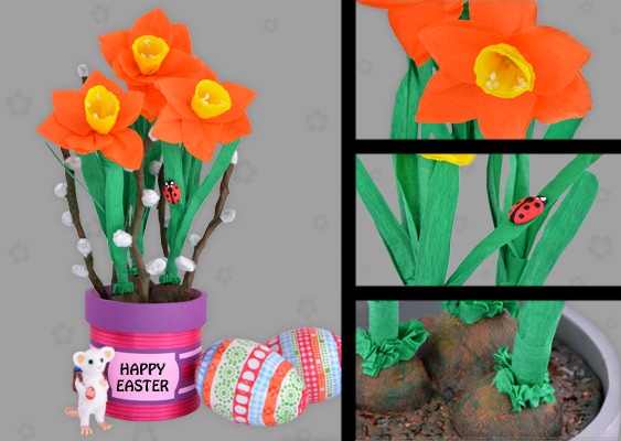 Osterglocken aus Papier basteln Picture of Daffodil (Easter Flower) out of Paper. Crafted by Veronika Vetter Fine Artist