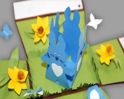 Bild von vier Osterhasen, die ein Osternest sind