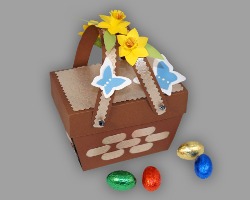 Bild von selbst gebasteltem Osterkorb aus Papier
