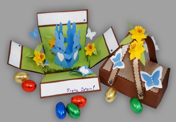 Bild von Pop-up Osterkorb mit Schokolade