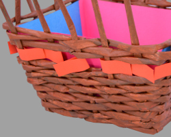 Drei eingezogene Flechtwerkreihen über dem Platzhalter Bild von drei eingezogenen Flechtwerkreihen über einem Platzhalter für ein Satinband