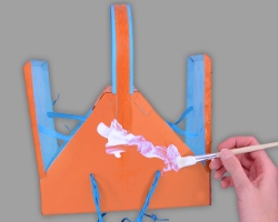 Papierpicknickkorb mit Holzoptik versehen Bild vom Versehen des Papierpicknickkorbs mit einer Holzoptik