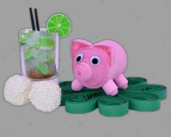Silvesterschwein auf Kleeblatt mit Ferrero Raffaello und Caipirinha Bild von Silvesterschwein auf einem Kleeblatt mit Caipirinha und Ferrero Raffaello aus Fimo. Gebastelt von Veronika Vetter (DAoCFrEak) Fine Art Künstlerin