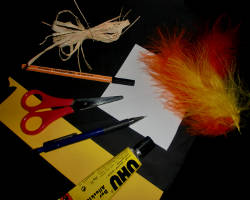 Bild von Bastelmaterial für einen Raben