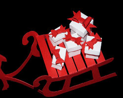 Bild von Geschenkpäckchen auf Schlitten