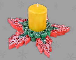 Weihnachtsstern aus Papier mit Kunstschnee Bild von einem Weihnachtsstern als Kerzenhalter aus Papier, der mit Kunstschnee dekoriert wurde