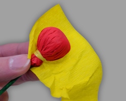 Blütenblätter aus Papier um den Blütenstempel wickeln Bild vom Umwickeln der Blütenblätter