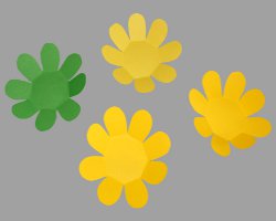 Bild von vier Einzelteilen, welche eine Papierseerose ergeben