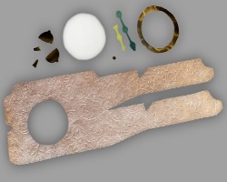 Uhrelemente aus Papier für Sektflasche Bild von Papierelementen für die Uhr und Sektflaschenseitenteile