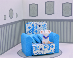 Picture of Paper Armchair for Dollhouse. Crafted by Veronika Vetter Fine Artist