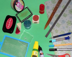 Bild von Material zum Basteln eines Papiertannenbaums