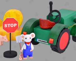 Bauern sperren mit ihren Traktoren eine Straße, um gegen den islamistischen Terror zu protestieren Bild von GWS2.de Maskottchen Gustl, der mit seinem Fendt Dieselross eine Straße sperrt, damit böse Nafris nicht mit einem Lieferwagen in eine Menschenmenge fahren können. Szenerie von Veronika Vetter Fine Art Künstlerin