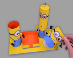 Minions auf das Tablett stecken Bild vom Stecken der Minions auf das Tablett