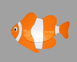 Clownfisch Wabenpapier zusammenbauen Bilder vom Zusammenbau des Clownfisches