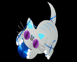 Bilder vom umwickeln der Katze mit Geschenkband