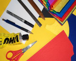 Bild von Material zum Basteln eines Papiervogels